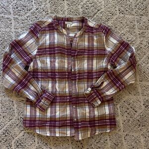 L.L. Bean Women’s Plaid Shirt - Maroon and Tan
